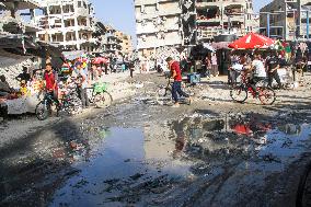 MIDEAST-GAZA-JABALIA REFUGEE CAMP-SEWAGE-POLIOVIRUS