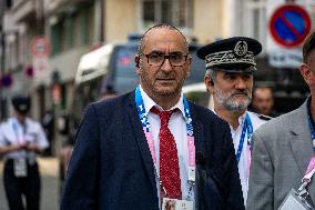 Paris 2024 - Darmanin Inspects Parc Des Princes' Security