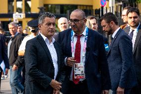 Paris 2024 - Darmanin Inspects Parc Des Princes' Security