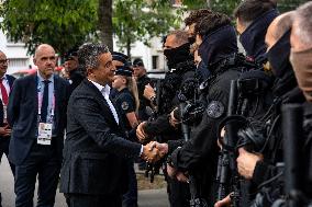 Paris 2024 - Darmanin Inspects Parc Des Princes' Security