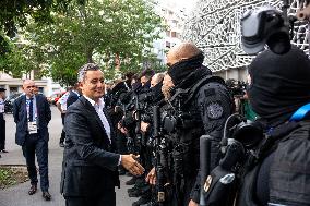 Paris 2024 - Darmanin Inspects Parc Des Princes' Security