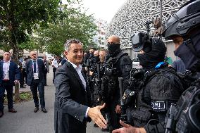 Paris 2024 - Darmanin Inspects Parc Des Princes' Security