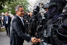 Paris 2024 - Darmanin Inspects Parc Des Princes' Security