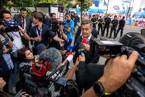 Paris 2024 - Darmanin Inspects Parc Des Princes' Security