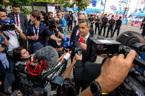 Paris 2024 - Darmanin Inspects Parc Des Princes' Security