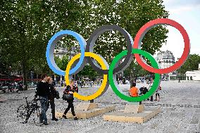 Paris 2024 - Olympic Rings At Place De la Bastille