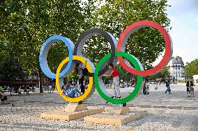 Paris 2024 - Olympic Rings At Place De la Bastille