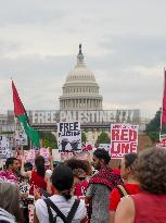 Protesters Gather Near US Capitol As Netanyahu Addresses The Congress.