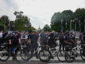 Protesters Gather Near US Capitol As Netanyahu Addresses The Congress.