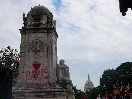 Protesters Gather Near US Capitol As Netanyahu Addresses The Congress.