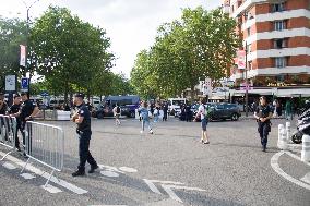 Movement Of Police And People Around Stade Parc Des Princes.