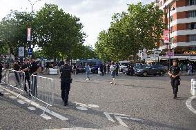 Movement Of Police And People Around Stade Parc Des Princes.