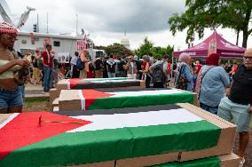 Activists Take To The Streets Of Washington DC To Protest Israeli Prime Minister Netanyahu