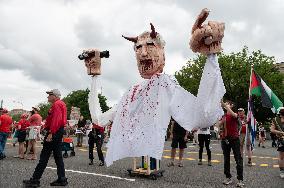 Activists Take To The Streets Of Washington DC To Protest Israeli Prime Minister Netanyahu