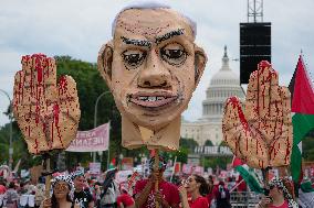 Protesters Gather Near US Capitol As Netanyahu Addresses The Congress.