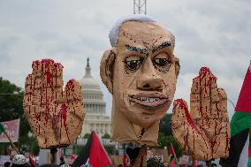 Protesters Gather Near US Capitol As Netanyahu Addresses The Congress.