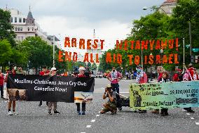 Protesters Gather Near US Capitol As Netanyahu Addresses The Congress.