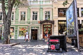 Diesel generators in Odesa streets