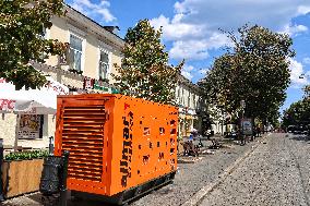 Diesel generators in Odesa streets