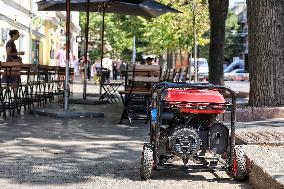 Diesel generators in Odesa streets