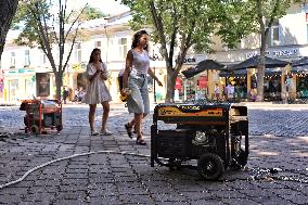 Diesel generators in Odesa streets