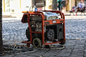 Diesel generators in Odesa streets