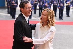 Italian PM Giorgia Meloni Welcomes President Of Israel Isaac Herzog