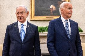 DC: US President Joe Biden meets with Israeli Prime Minister Bejamin Netanyahu at the White House