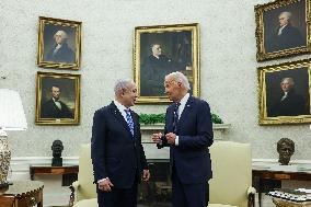 DC: US President Joe Biden meets with Israeli Prime Minister Bejamin Netanyahu at the White House