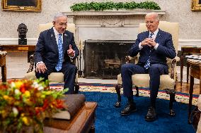 DC: US President Joe Biden meets with Israeli Prime Minister Bejamin Netanyahu at the White House