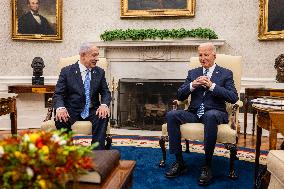 DC: US President Joe Biden meets with Israeli Prime Minister Bejamin Netanyahu at the White House