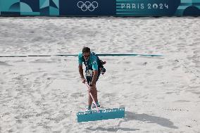 (PARIS2024) FRANCE-PARIS-BEACH VOLLEYBALL-VENUE-PREPARATIONS