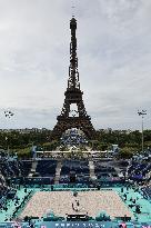 (PARIS2024) FRANCE-PARIS-BEACH VOLLEYBALL-VENUE-PREPARATIONS