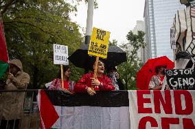 Protest Outside Of Vice President Kamala Harris Event In Houston