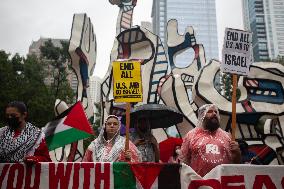 Protest Outside Of Vice President Kamala Harris Event In Houston