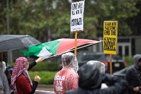 Protest Outside Of Vice President Kamala Harris Event In Houston