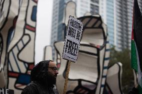 Protest Outside Of Vice President Kamala Harris Event In Houston