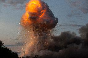 Explosion And Fire In Firework Warehouses In Bulgaria.