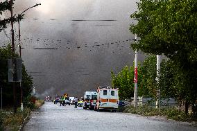 Explosion And Fire In Firework Warehouses In Bulgaria.