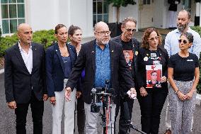 DC: Families of Americans held hostage by Hamas Speak to Press at White House