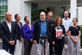 DC: Families of Americans held hostage by Hamas Speak to Press at White House