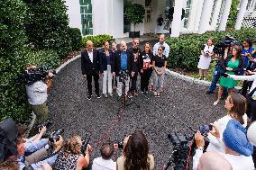 DC: Families of Americans held hostage by Hamas Speak to Press at White House