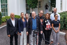 DC: Families of Americans held hostage by Hamas Speak to Press at White House