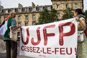 Demonstrators Anti-Olympic Games And Pro-Israel In Republic Square, In Paris.