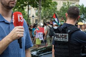 Demonstrators Anti-Olympic Games And Pro-Israel In Republic Square, In Paris.