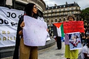 Demonstrators Anti-Olympic Games And Pro-Israel In Republic Square, In Paris.