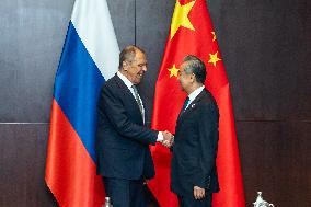 LAOS-VIENTIANE-WANG YI-RUSSIAN FM-MEETING