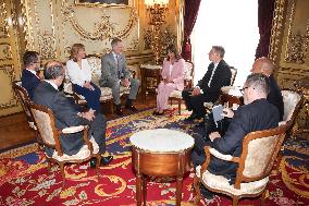 Paris 2024 - King Felipe receives Anne Hidalgo At Spanish Embassy