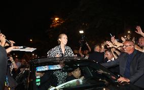 Celine Dion Standing Outside Car Roof - Paris