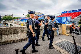 Paris 2024 - French Police, Divers, and Army Prepare For Opening Ceremony